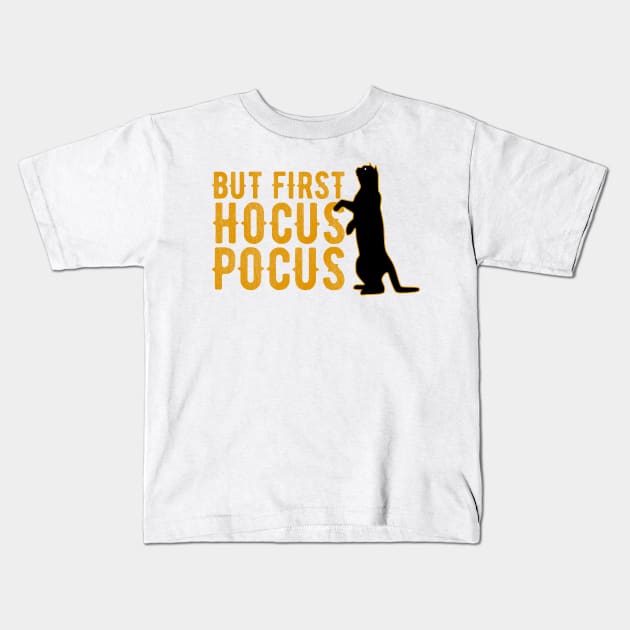 But First Hocus Pocus Black Cat Halloween Kids T-Shirt by heidiki.png